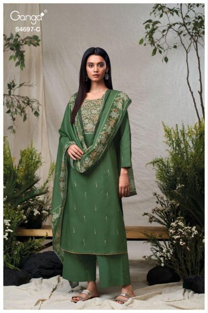 Ganga bivanshi 4697 embroidered net fabric dress materials wholesale